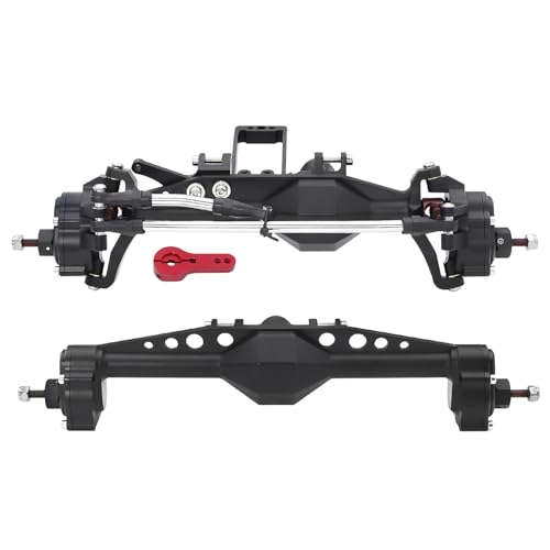 7075 Aluminium Vorne Hinten Portal Achse EIN Stück Konstruktion Offset Mit BTA Servo Halterung for Axial Capra SCX10 III LCG Chassis(Black Set) von AFCAHEH