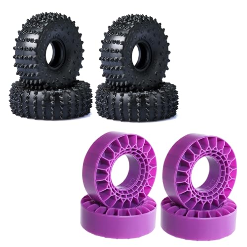 AFCAHEH 1,0-Pin-Reifen 72 * 27 mm Superweicher, klebriger Rock-Crawler-Reifen for TRX4M 1/18 1/24 RC Crawler Car Axial SCX24 FMS FCX24 AX24 Upgrade(Soft Purple Set) von AFCAHEH