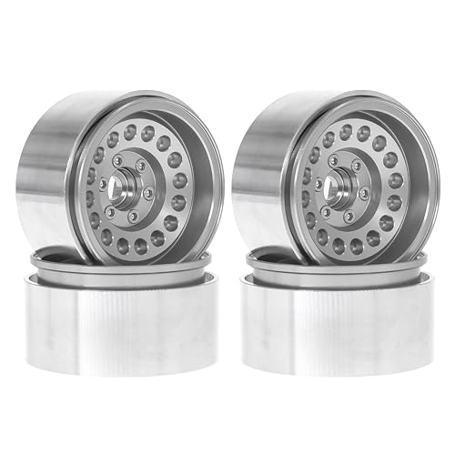 AFCAHEH 1,9" Beadlock-Felgen – 12 mm Versatz for Axial SCX10 II/III und TRX4 – Hochleistungs-Metallfelgen – 1/10 RC Crawler-Upgrade(A Silver) von AFCAHEH