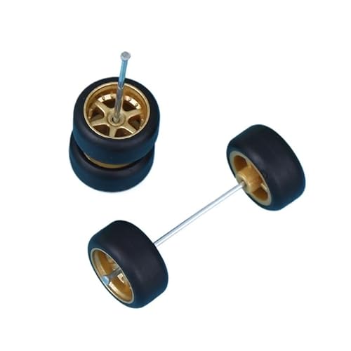 AFCAHEH 1:64 Räder for Hotw-Heels mit Gummireifen Modell Modellauto modifizierte Teile Rennfahrzeug 4 Farben(Gold) von AFCAHEH