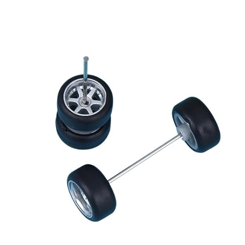 AFCAHEH 1:64 Räder for Hotw-Heels mit Gummireifen Modell Modellauto modifizierte Teile Rennfahrzeug 4 Farben(Silver) von AFCAHEH