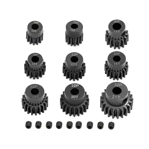 AFCAHEH 1PCS Metall Stahl 5mm 32P Motor Getriebe Ritzel 13T 14T 15T 16T 17T 18T 19T 20T 21T for 1/10 1/8 RC Auto Teile(18T) von AFCAHEH