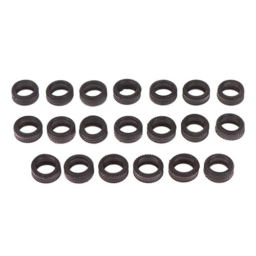 AFCAHEH 20 STÜCKE 1/64 Reifenhaut Automodell Szene Zubehör DIY Schwarz Reifen Räder Automodell Szene Zubehör 8 * 12 * 5mm Kinder Jungen Spielzeug Neu von AFCAHEH
