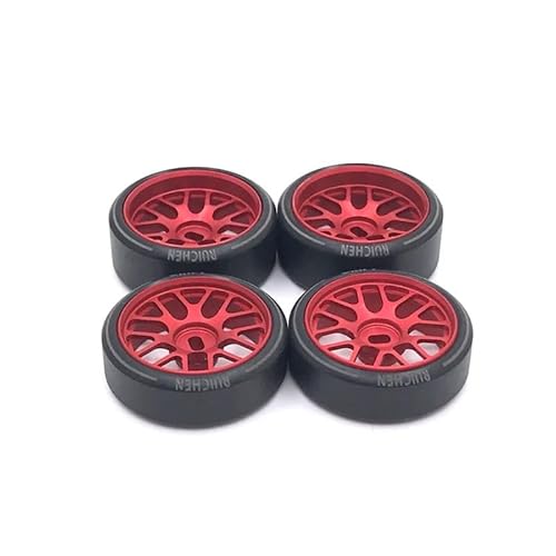 AFCAHEH 27mm Drift Räder for Wl Spielzeug 1/28 k969 k979 k989 k999 P929 P939 284131 iw04m iw02 rm02 rm03 dgawd MINI-Q KYOSHO RC Auto Teile(Rood) von AFCAHEH
