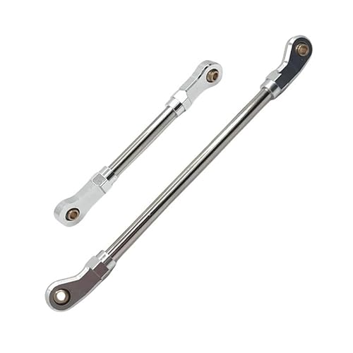 AFCAHEH 2Pcs Fernbedienung Auto Zubehör Metall Upgrade Vorderachse Lenkung Servo Stange Fit for 104006 104010 104020 104026(Silver) von AFCAHEH