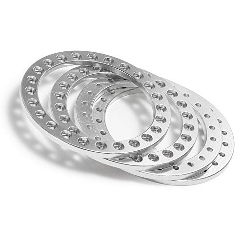 AFCAHEH 4 Stück Aluminiumlegierung 1,9 Zoll Felgen Ersatz Beadlock Ring for Axial SCX10 TRX-4 1/10 RC Crawler Auto Upgrade Teile(Bright Silver) von AFCAHEH