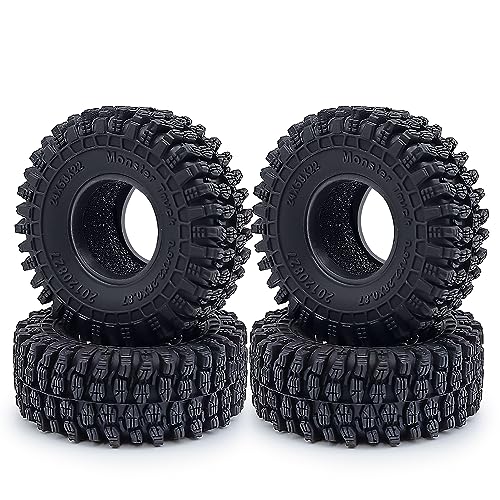 AFCAHEH 4 Stück Schlamm-Geländereifen, Räder, Gummireifen for 1/18 TRX4M Bronco Defender, 1/24 Axial SCX24 RC Micro Crawler Car(No.1 B-24x58x22mm) von AFCAHEH