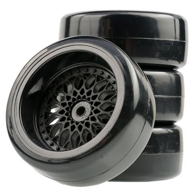 AFCAHEH 4 Stücke RC 1:10 Drift Auto Kunststoff Felgen & Reifen Reifen for HSP 94123/94103/D4/D3 Offsrt 3/6/9mm(Offsrt-9mm) von AFCAHEH