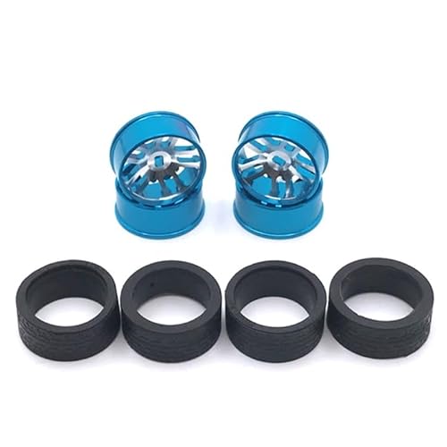 AFCAHEH 4 stücke 24mm for 1/28 Racing Reifen Reifen Metall Felge for Wlt-oys 284131 K969 K979 K989 P929 Kyosho Mini-Z for 1:28 RC Auto Upgrade Teile(Blauw) von AFCAHEH