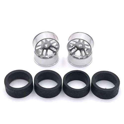 AFCAHEH 4 stücke 24mm for 1/28 Racing Reifen Reifen Metall Felge for Wlt-oys 284131 K969 K979 K989 P929 Kyosho Mini-Z for 1:28 RC Auto Upgrade Teile(Silver) von AFCAHEH