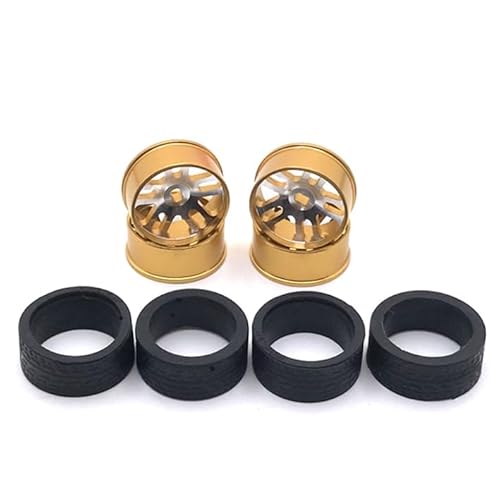 AFCAHEH 4 stücke 24mm for 1/28 Racing Reifen Reifen Metall Felge for Wlt-oys 284131 K969 K979 K989 P929 Kyosho Mini-Z for 1:28 RC Auto Upgrade Teile(Yellow) von AFCAHEH