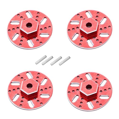 AFCAHEH 4Pcs Metall 9Mm Rad Hex Adapter Bremsscheibe for SG 1603 SG1603 SG1604 UD1601 UD1603 UD1604 1/16 RC Auto Upgrades Teile(Rood) von AFCAHEH
