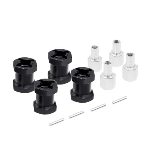 AFCAHEH 4Pcs SCX10 Aluminium 12mm Hex Rad Hub Stick Adapter 15/20/25mm Verlängerung Combiner for 1/10 RC Auto Crawler Axial SCX 10 D90(Black 15mm) von AFCAHEH