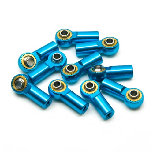 AFCAHEH 5/10 Stück Aluminium M3 im Uhrzeigersinn Gewinde Kugelkopf Spurstangenkopf Gelenk for Axial SCX10 Sakura D4 1/10 RC Auto Upgrade Teile(10Pcs Blue) von AFCAHEH