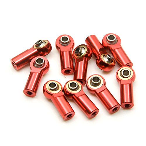 AFCAHEH 5/10 Stück Aluminium M3 im Uhrzeigersinn Gewinde Kugelkopf Spurstangenkopf Gelenk for Axial SCX10 Sakura D4 1/10 RC Auto Upgrade Teile(10Pcs Red) von AFCAHEH