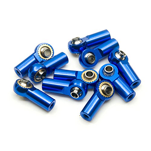 AFCAHEH 5/10 Stück Aluminium M3 im Uhrzeigersinn Gewinde Kugelkopf Spurstangenkopf Gelenk for Axial SCX10 Sakura D4 1/10 RC Auto Upgrade Teile(10Pcs Royal Blue) von AFCAHEH