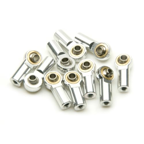AFCAHEH 5/10 Stück Aluminium M3 im Uhrzeigersinn Gewinde Kugelkopf Spurstangenkopf Gelenk for Axial SCX10 Sakura D4 1/10 RC Auto Upgrade Teile(10Pcs Silver) von AFCAHEH