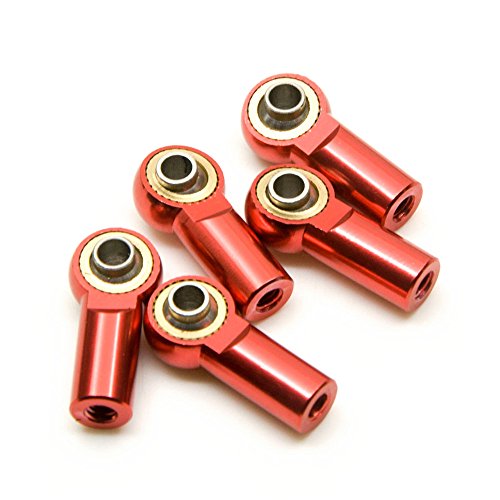 AFCAHEH 5/10 Stück Aluminium M3 im Uhrzeigersinn Gewinde Kugelkopf Spurstangenkopf Gelenk for Axial SCX10 Sakura D4 1/10 RC Auto Upgrade Teile(5Pcs Red) von AFCAHEH