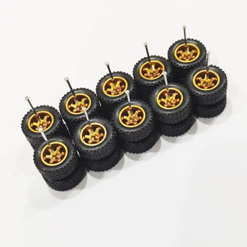 AFCAHEH 5 Sets for 1/64 14mm Off Road Truck Modell Räder Reifen Reifen Ersatzteile for 1:64 SUV Jeep Offroad(TE37 golden) von AFCAHEH