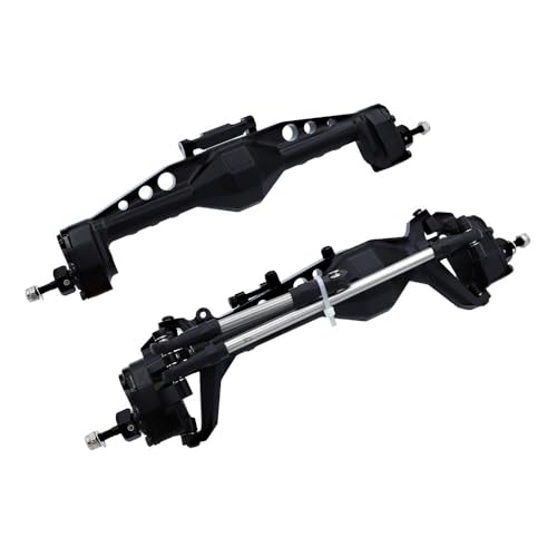 AFCAHEH CNC-Aluminium-Portalachse vorne und hinten, verstellbare obere Verbindungshalterungen for 1/10 Axial SCX10 III AXI03007 RC Crawler Truck Upgrade(Set Black) von AFCAHEH