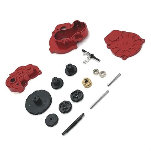AFCAHEH Dual Speed ​​Getriebe Getriebe for 1/24 FCX24 FCX18 Brecher Chevrolet K5 Metall Upgrade Teile Kit RC Auto OP Zubehör LKW(Rood) von AFCAHEH