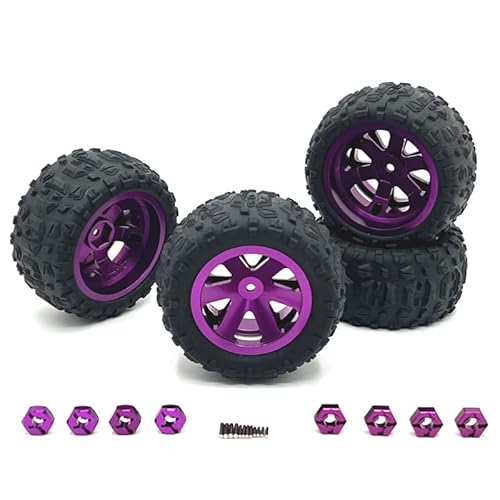 AFCAHEH Fernbedienung Auto Zubehör Metall Verbesserte Klemme Rad Hub Reifen for RIaarIo SCY JJRC LC HuanSu RC Auto Teile(Purple) von AFCAHEH