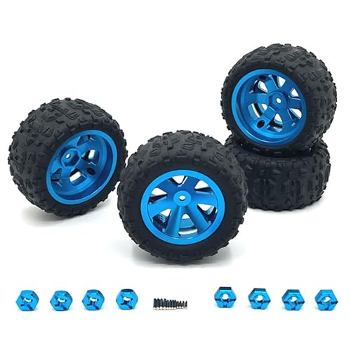 AFCAHEH Fernbedienung Auto Zubehör Metall Verbesserte Klemme Rad Hub Reifen for RIaarIo SCY JJRC LC HuanSu RC Auto Teile(Sky Blue) von AFCAHEH