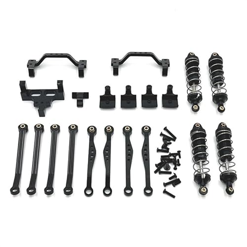 AFCAHEH Fernbedienung Auto Zubehör Set Stange Aufhängung Rahmen, Servo Stange Sitz, Stoßdämpfer Kit for C64 C74-1 JA11 RC Auto Teile(Zwart) von AFCAHEH