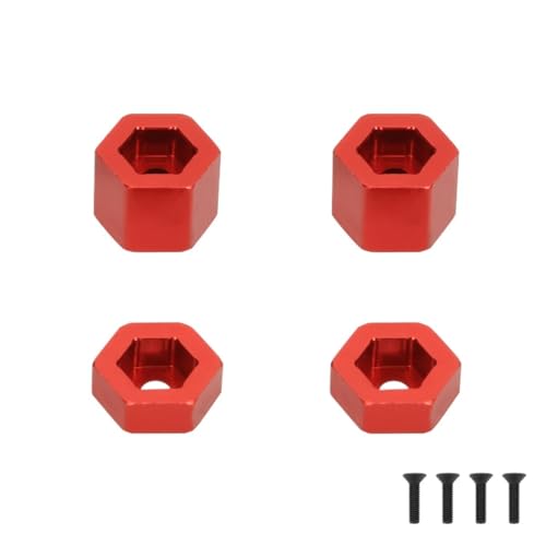 AFCAHEH Legierungs-Konverter von 7 mm Sechskant auf 12 mm for größere Räder, vorne 4,5 mm dick, hinten 9,5 mm dick for 1/18 Axial Yeti Jr. Can-Am Maverick(Rood) von AFCAHEH