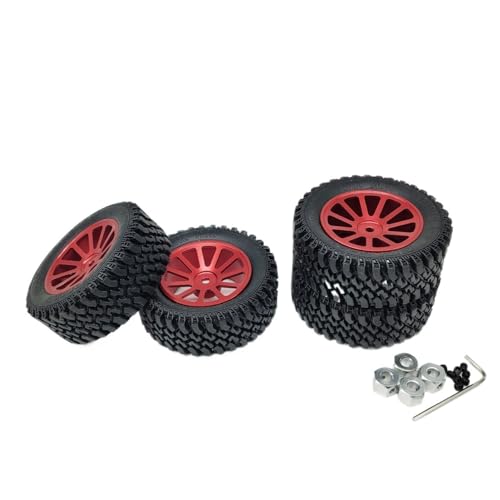 AFCAHEH MN98 MN99 D90 rc Auto Metall felgen mit Gummi Reifen 4 stücke 80MM Reifen Upgrade zubehör Teil(Rood) von AFCAHEH