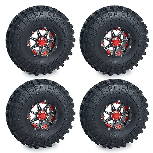 AFCAHEH Metall 2,2 Zoll Beadlock-Felgennaben mit 137 mm Außendurchmesser Gummireifen for Axial Wraith TRX-4 1/10 RC Crawler Modellautoteil(Zwart) von AFCAHEH