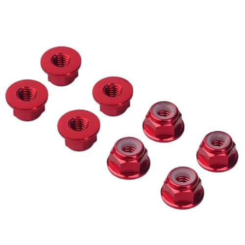 AFCAHEH Metall 8 Teile/Satz M4 Rad Hex 4mm Kontermutter for 1:10 RC Rock Crawler TRX-4 Slash 2wd SCTE 4x4 Axial SCX10 90046 D90(Rood) von AFCAHEH