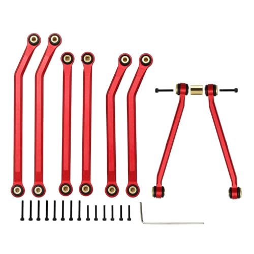AFCAHEH Metall High Clearance Chassis Links Set Upgrade Teile for 1/24 RC Crawler Axial SCX24 AXI00002 C10 Jeep JLU(Rood) von AFCAHEH