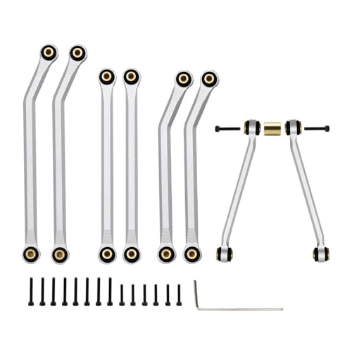 AFCAHEH Metall High Clearance Chassis Links Set Upgrade Teile for 1/24 RC Crawler Axial SCX24 AXI00002 C10 Jeep JLU(Silver) von AFCAHEH
