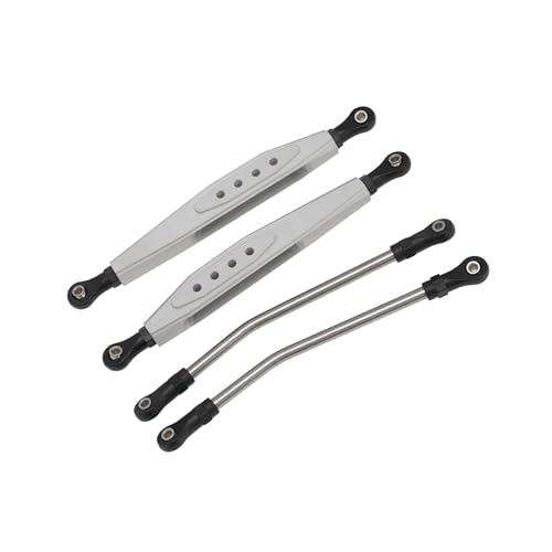 AFCAHEH Metall Rear Lower Suspension Arm mit Steering Rod Link Linkage Set for Axial RR10 90048 90053 1/10 RC Auto Teile(Silver) von AFCAHEH