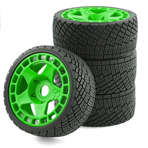 AFCAHEH RC-Auto 1/7/8 Rallyeauto for KM Citroen C3 Feishen Mustang CNE Ford Räder und Reifen 17mm(Green) von AFCAHEH