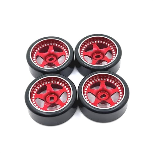 AFCAHEH RC-Auto-Ersatzteile, Metall-Upgrade, 27 mm, Drift-Rad, Reifen, passend for 1/28 ferngesteuertes Autozubehör(Rood) von AFCAHEH