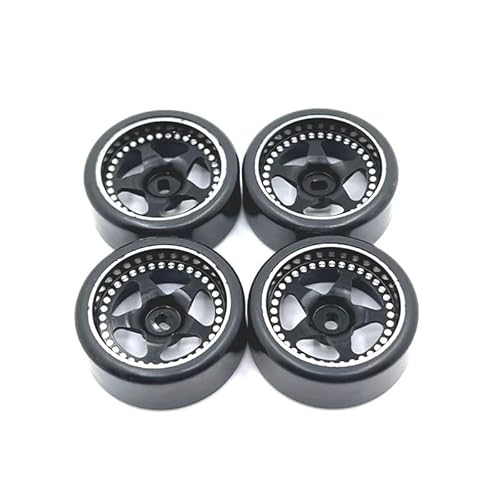 AFCAHEH RC-Auto-Ersatzteile, Metall-Upgrade, 27 mm, Drift-Rad, Reifen, passend for 1/28 ferngesteuertes Autozubehör(Zwart) von AFCAHEH