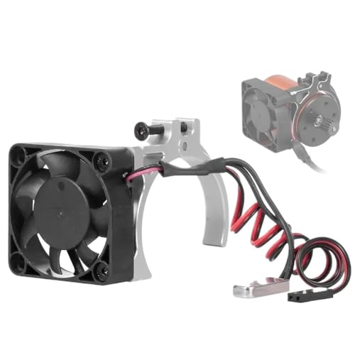 AFCAHEH RC-Auto-Motor-Kühlkörper-Lüfter mit Wärmesensor CNC-Aluminiumlegierung-Klemmenkühlkörper for 4268 4274 Motoren 1/8 1/10 RC-Autos(Silver) von AFCAHEH