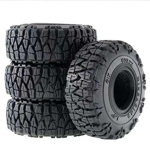 AFCAHEH RC Crawler Car, 4 Stück, 60 mm, 1,0 Zoll, weiche Gummiräder, Reifen, All Terrain for 1/18 1/24 Axial SCX24 AX24 TRX4M, Upgrade-Teile(A) von AFCAHEH