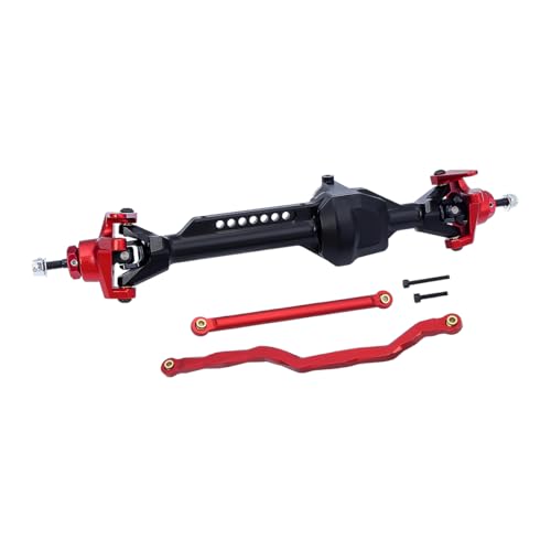 AFCAHEH SCX10 Pro CNC Integrierte Aluminium Vorne Hinten Gerade Achsen Set for 1/10 RC Crawler Axial SCX10Pro Komplette Achsen Upgrade Teile(Front Axle Red) von AFCAHEH