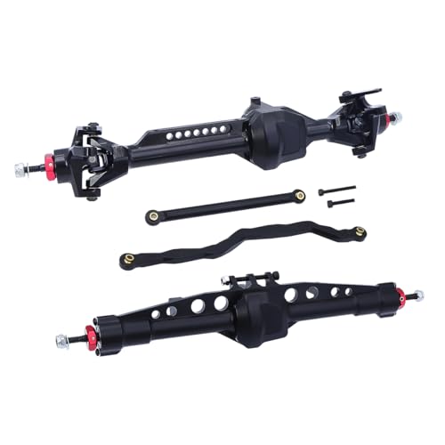 AFCAHEH SCX10 Pro CNC Integrierte Aluminium Vorne Hinten Gerade Achsen Set for 1/10 RC Crawler Axial SCX10Pro Komplette Achsen Upgrade Teile(Front Rear Black) von AFCAHEH