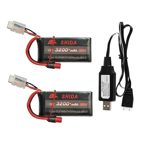 AFCAHEH Verbesserter 3S 11,1V 3200mAh 25C Lipo-Akku/USB for MJX Hyper Go 14209 14210 14301 14302 14303 1/14 RC-Autos RC-Trucks(Purple) von AFCAHEH