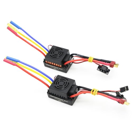 AFCAHEH Wasserdichter 60A RC Brushless ESC BEC Autoteile Elektrischer Drehzahlregler mit 5,8V 3A BEC for 1/10 RC Auto-LKW(Orange) von AFCAHEH
