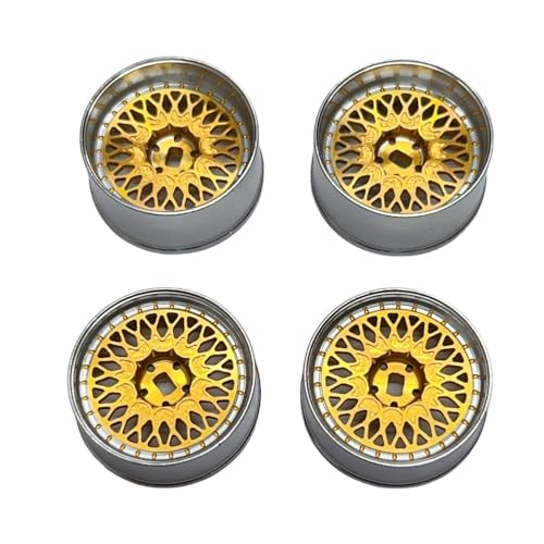 AFCAHEH for 1/24 1/28 MINI-Z AWD BBS CNC-Metallfelgen, 4 Stück, zweifarbig, Gold-galvanisiert, Silber (Außendurchmesser 22 mm), GT55racing T-MMB22-GS(Narrow Width 3) von AFCAHEH
