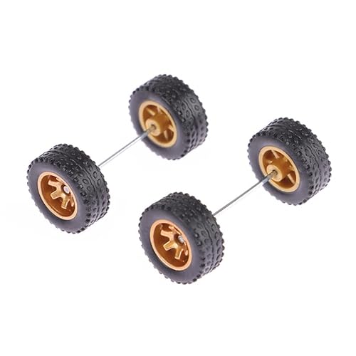 AFCAHEH for 1/64 Modell Auto Räder Mit Gummi Reifen 1 Set Kunststoff Grundlegende Modifizierte Teile for Hotwheels(Gold) von AFCAHEH