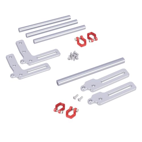 CNC Aluminium SCX10 Frontstoßstange hinten Bull Bars mit Abschlepphaken for 1/10 RC Crawler Auto Axial TRX4 LCG Chassis FJ40 Upgrade DIY(Silver with Tow Hook) von AFCAHEH