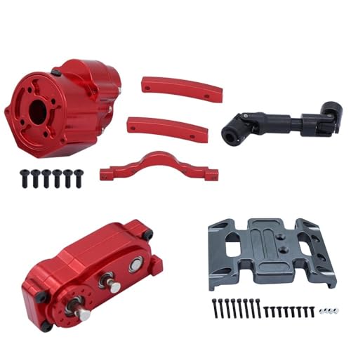 Präfixal Motor Getriebe Übertragung Transfer Fall for 1/10 Axial SCX10 & SCX10 II 90046 RC Crawler Auto(Set Red) von AFCAHEH