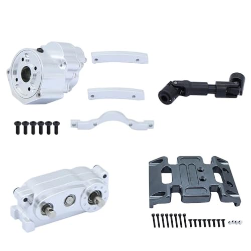 Präfixal Motor Getriebe Übertragung Transfer Fall for 1/10 Axial SCX10 & SCX10 II 90046 RC Crawler Auto(Set Silver) von AFCAHEH