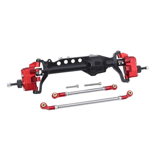 SCX10III Aluminiumlegierung Vorder- und Hinterportalachse Komplett for 1/10 RC Crawler Auto Axial SCX10 III AXI03007 Upgrades Teile(Red Front Axle) von AFCAHEH